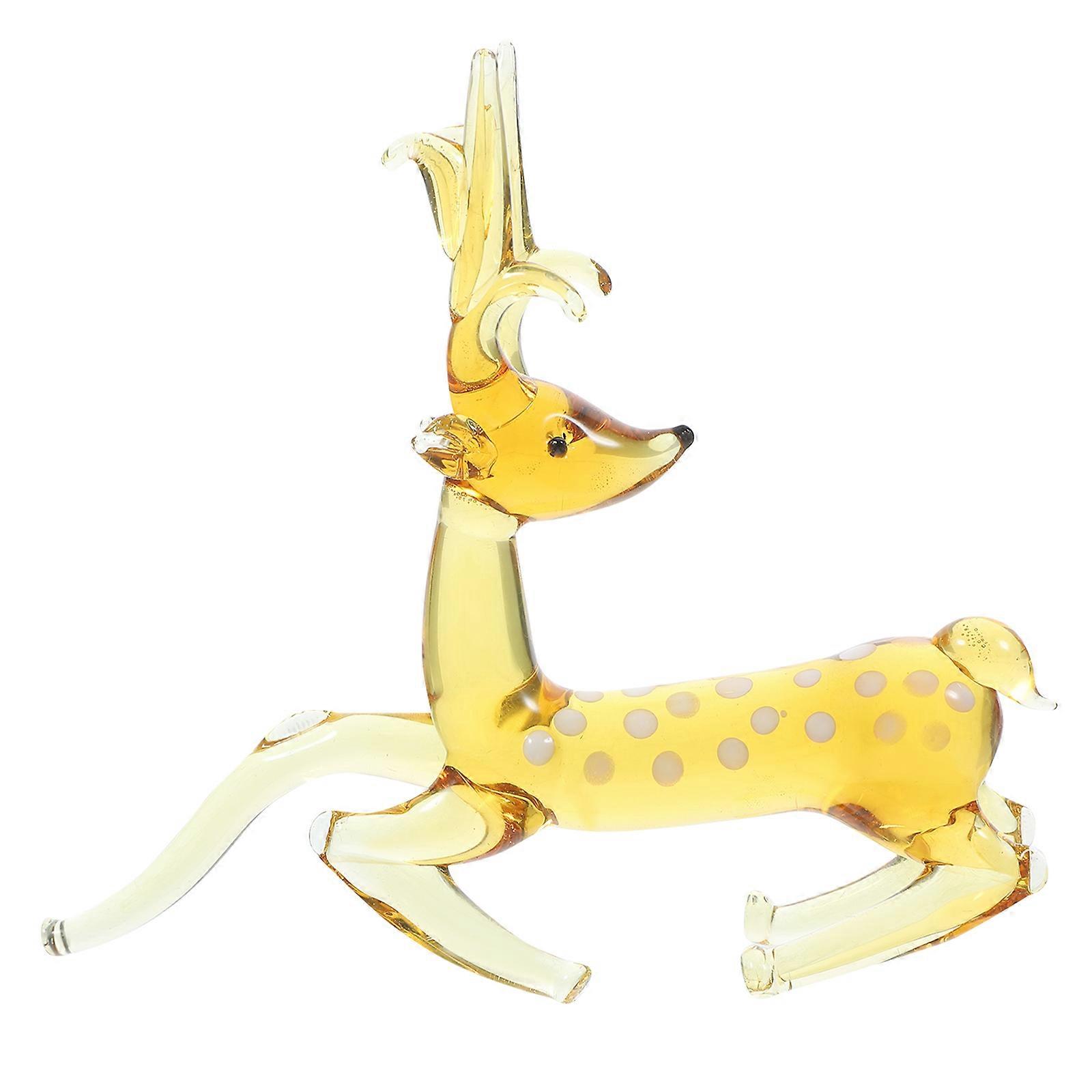 Figurine Reindeer Sculpture for Home Ornament 2Pcs Yellow