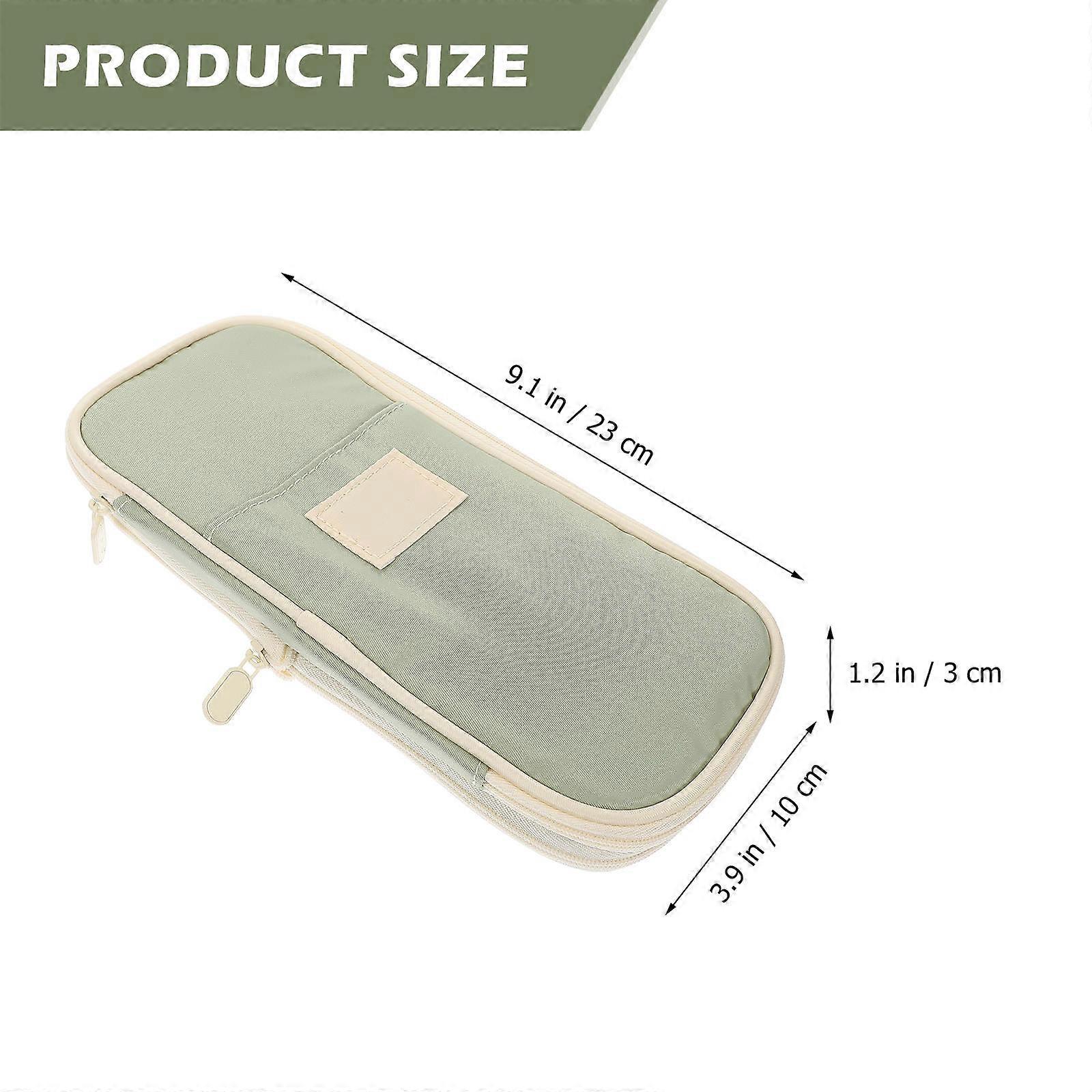 Pencil Storage Multi Layer Pencil Bag For Women Use Green Canvas Zipper Operation 1Set