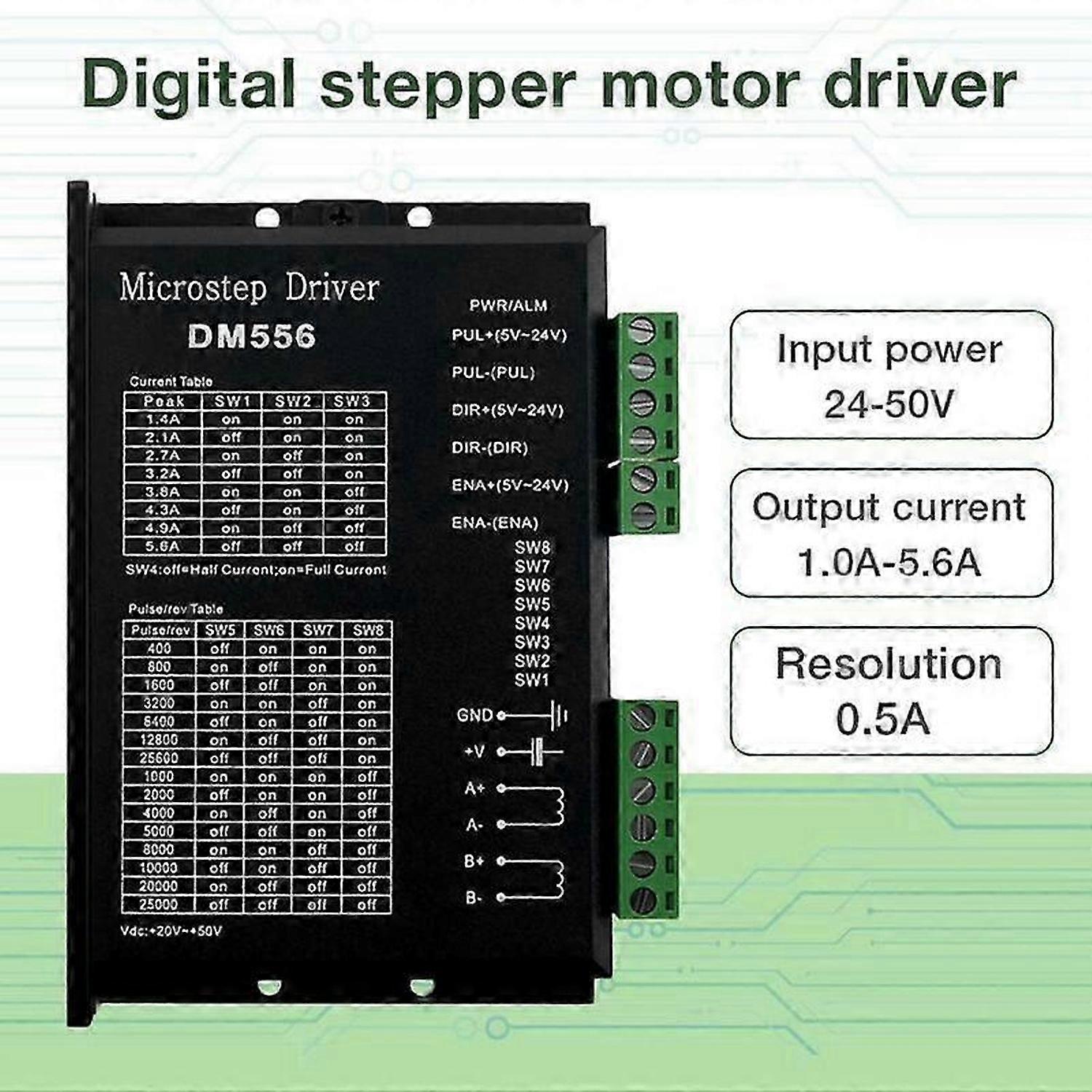 Digital Stepper Driver, Dm556 Motor Driver Is Suitable for Nema 23, Nema 24 and Nema34 Stepper Motor