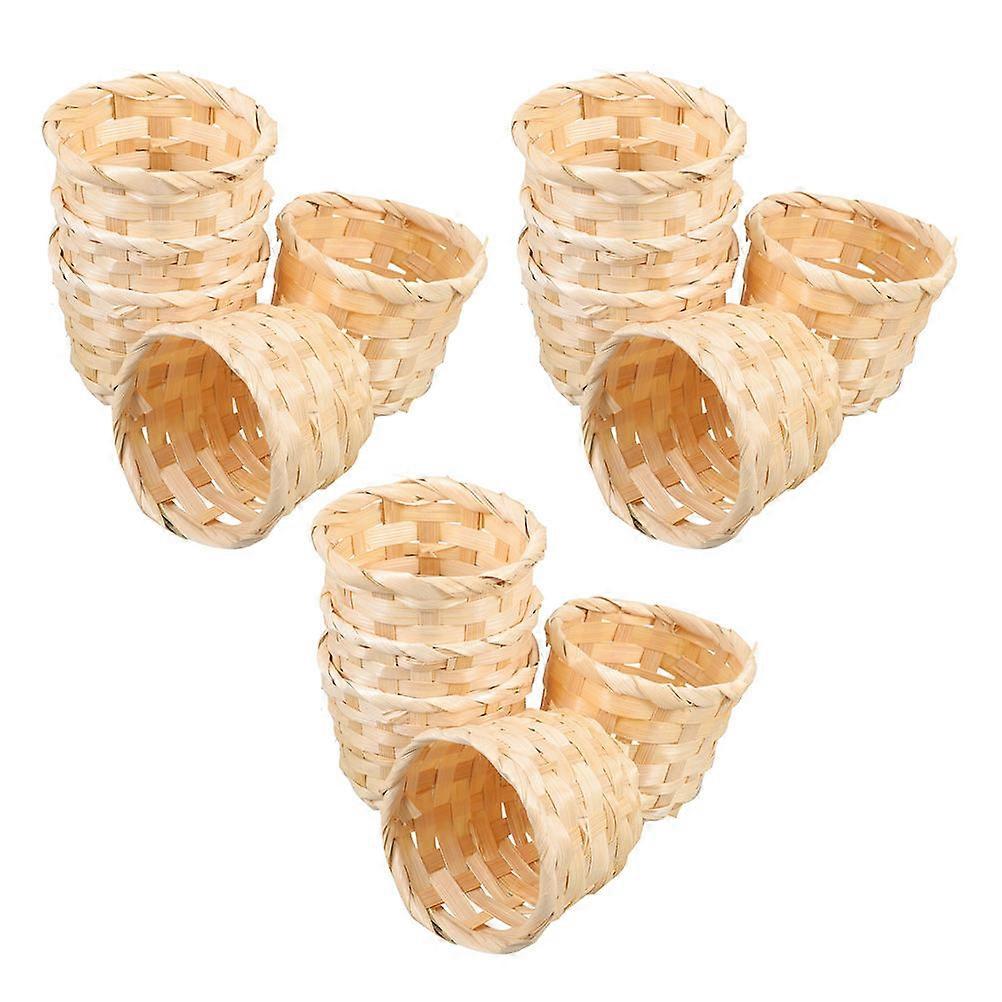 Mini Woven Basket Bamboo Handmade for Storage 30Pcs Rustic Style Organizer