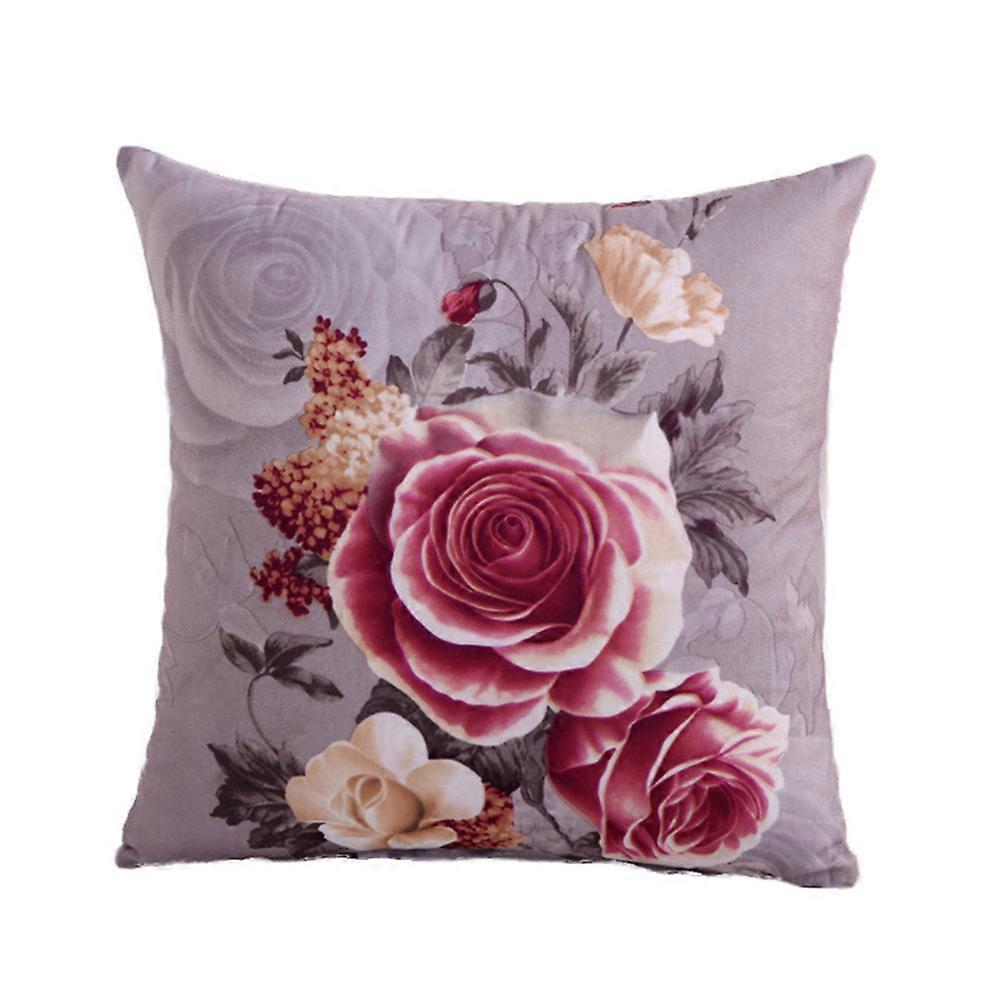 Flower Cushion Cover Peony Flowers Pattern for Sofa Decoration Grey
