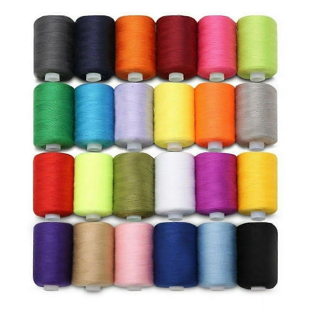 24 Colors Polyester Sewing Thread Spool, 218 Yards Each, All Purpose Thread for Hand & Machine Sewing, Thread String Kit