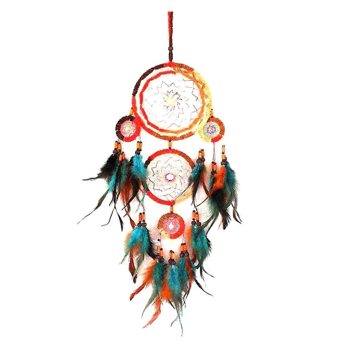 Handwoven Five Ring Dream Catcher Net, Wall Decoration