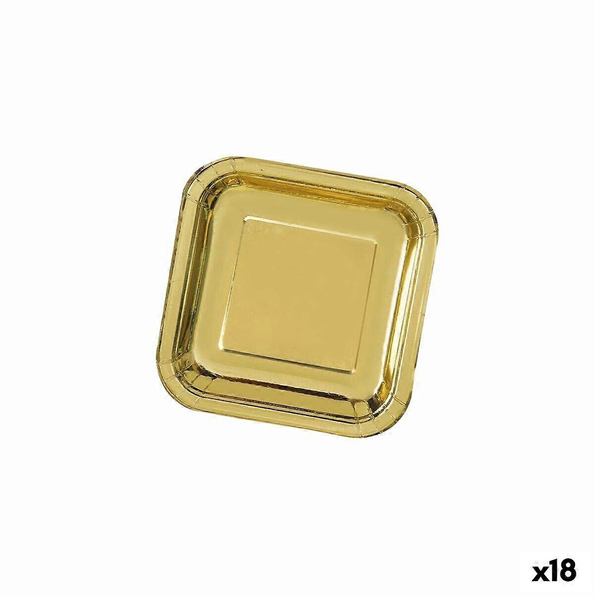 Plate set Algon Golden 26 cm 3 Pieces (18 Units)
