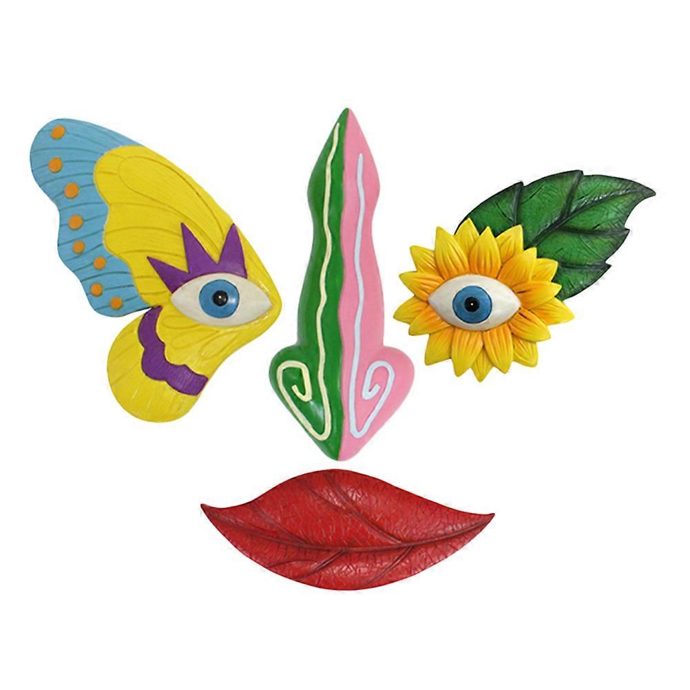 Cute Tree Face Ornaments 3 Sets For Outdoor Garden Assorted Color Landscape Enhancement Artistic Style