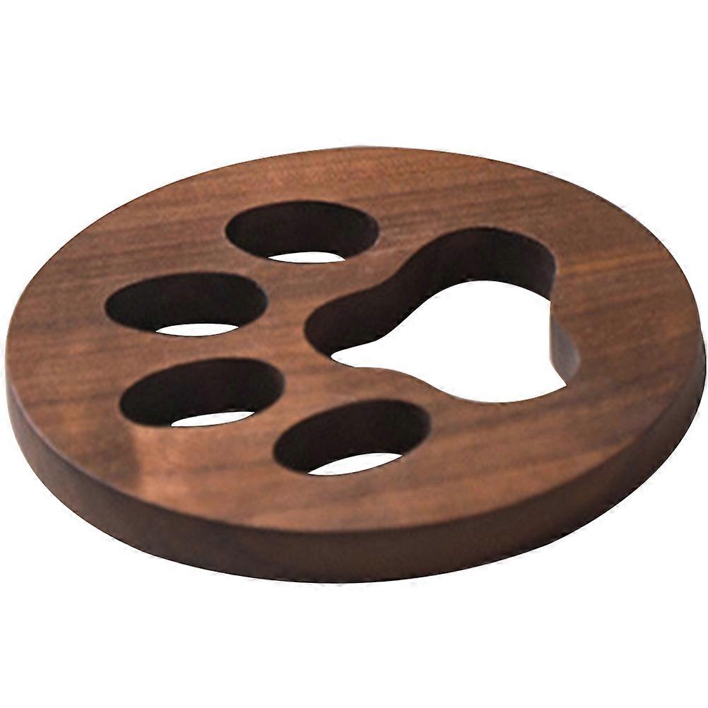 Brown Wooden Cup Mat for Heat Protection 4Pcs Teacup Saucer Set