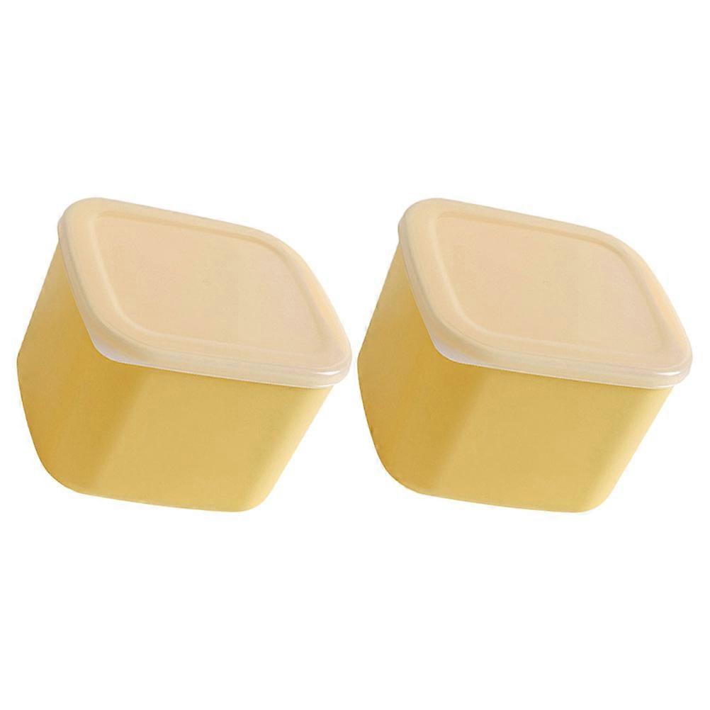 Sliced Cheese Storage Container 2Pcs Kitchen Supplies Refrigerator Use Yellow Multi-Function Food Storage
