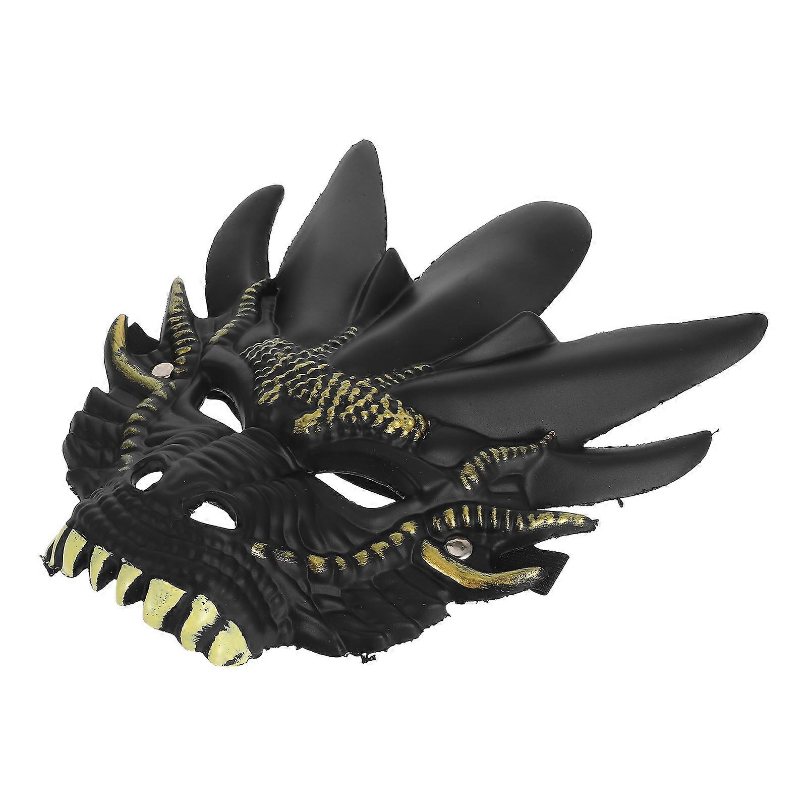 Dragon Head Mask for Halloween Costume with Elastic Headband 2Pcs Set
