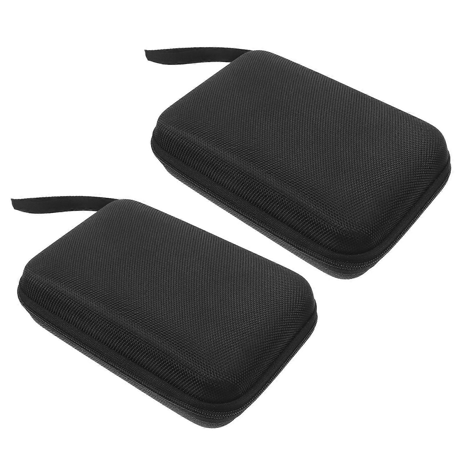 Travel Case for Hard Drive 2Pcs Black Versatile-Storage Portable Rectangle Eva Box
