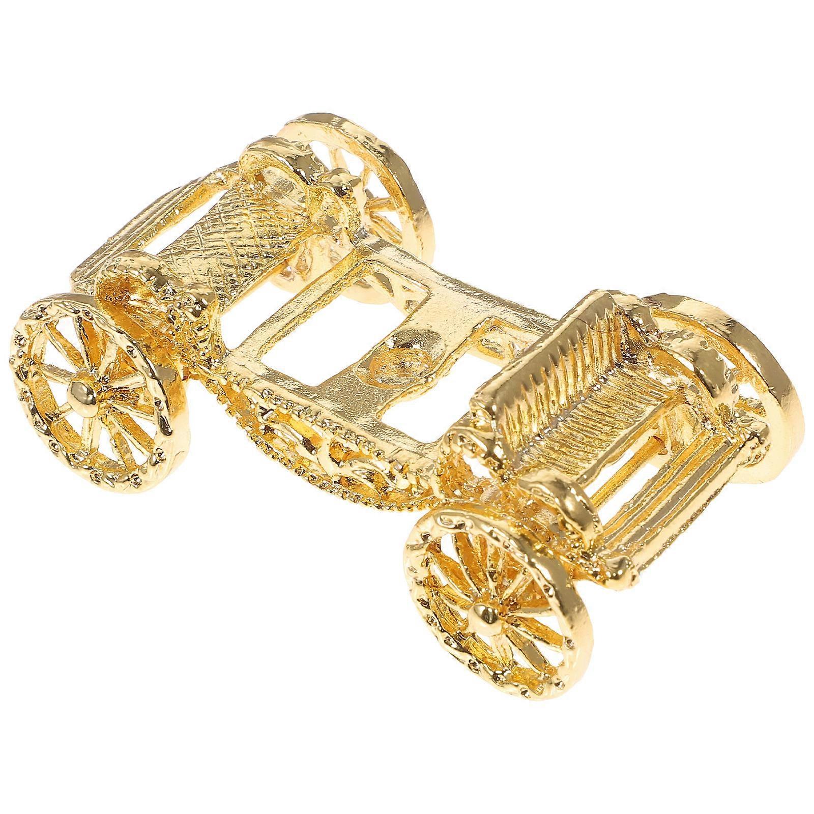 Golden Crystal Ball Stand Carriage Design for Display 2Pcs Alloy Holder