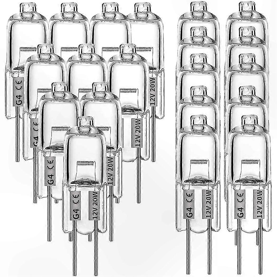20-Pack Halogen Bulbs, G4 20W 12V Lighting Solution for Indoor Use