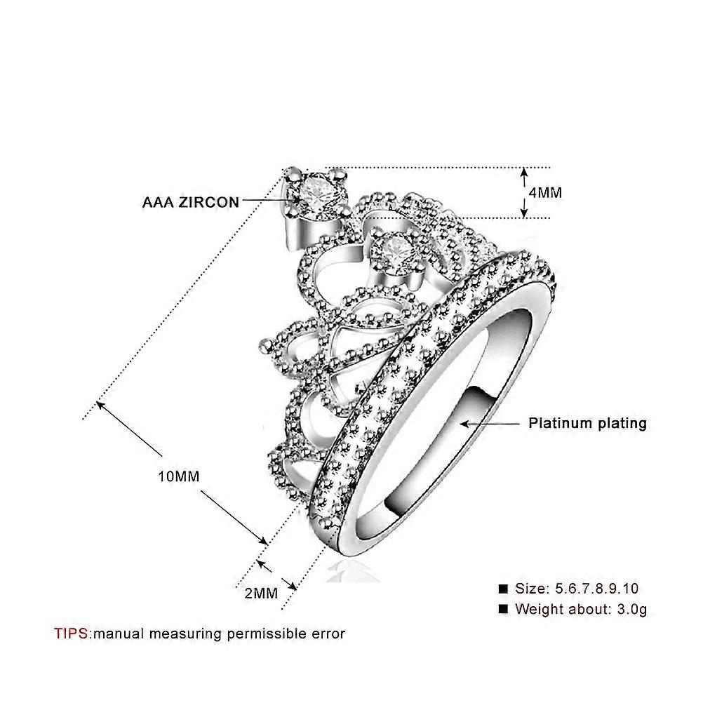 Zircon Crystal Ring Crown Ring Durable Material for Women