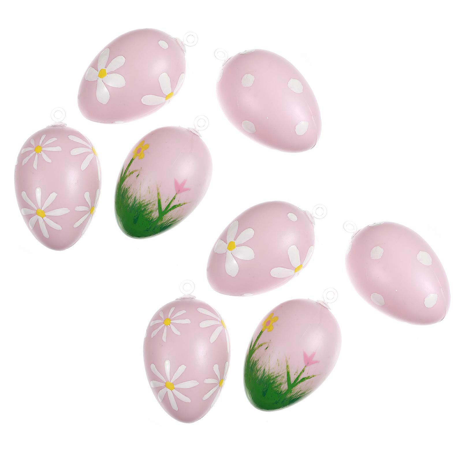 Hanging Egg Ornament 60Pcs Pink Plastic Egg Decor for Easter Guest Welcoming