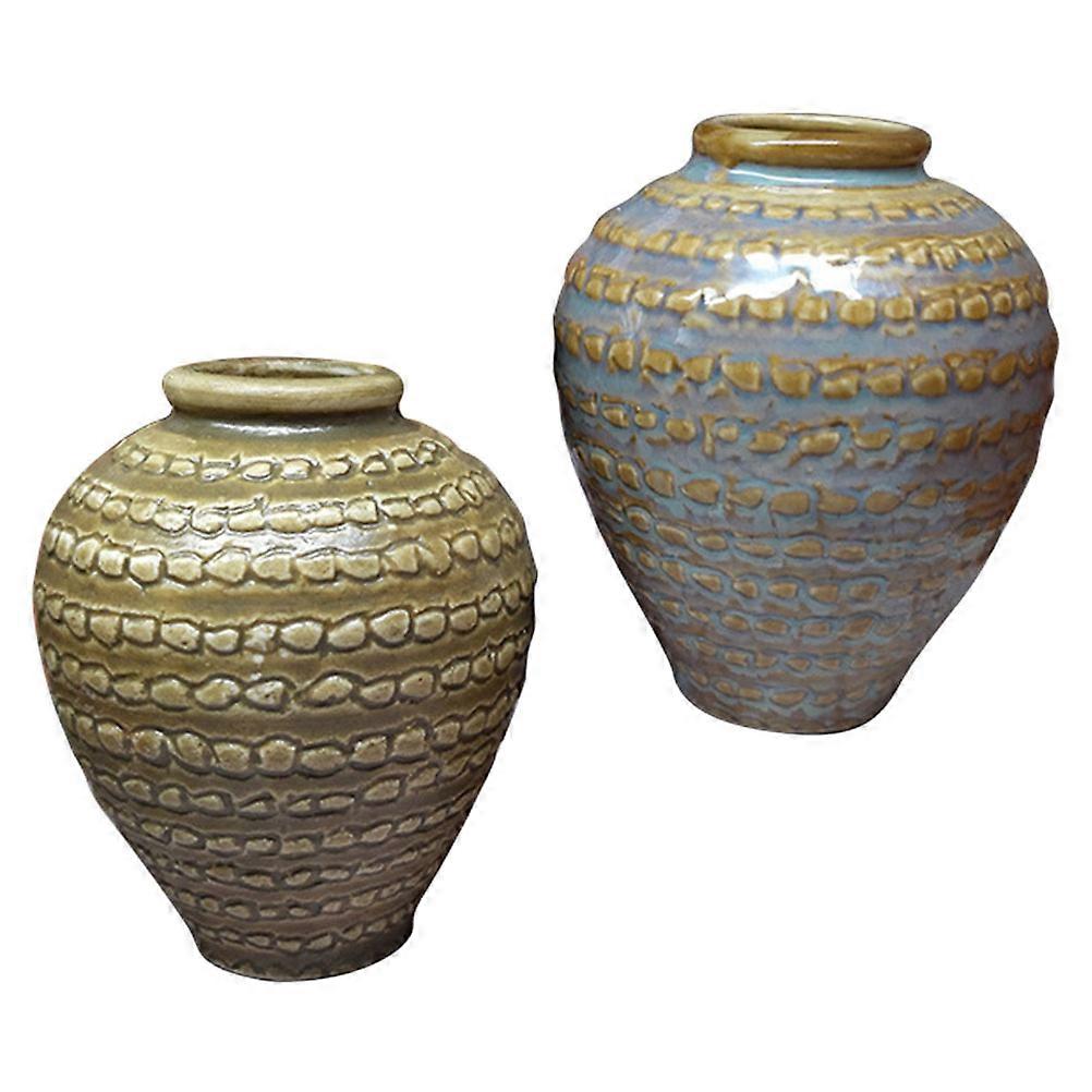 Mini Scene Model Ceramic Jar for Decor 6Pcs Mini House Ornament Set