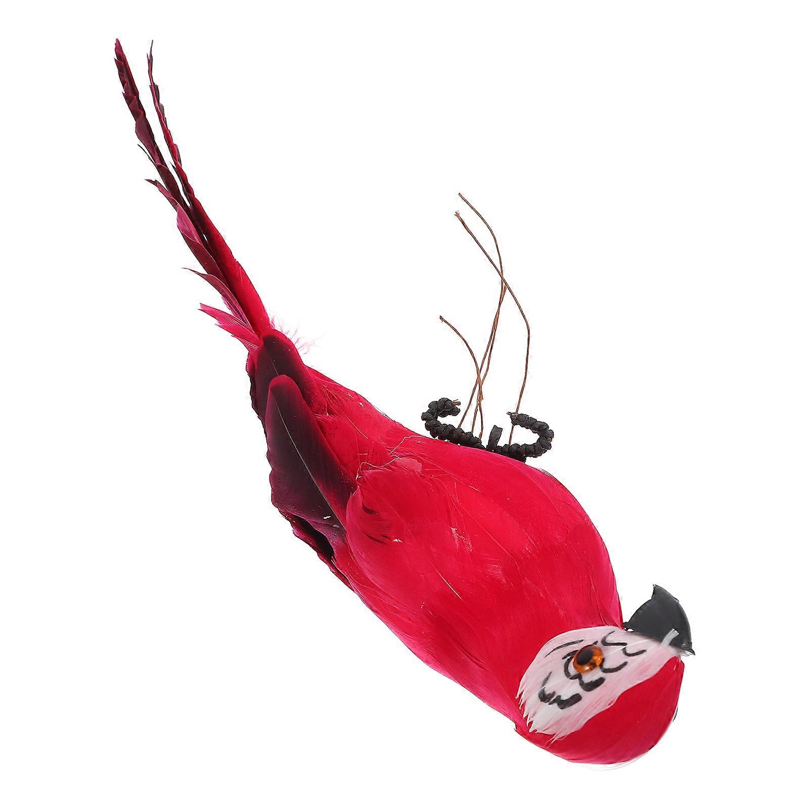Bird Model Macaw Decor for Decoration 2Pcs Red Artificial Garden Bird