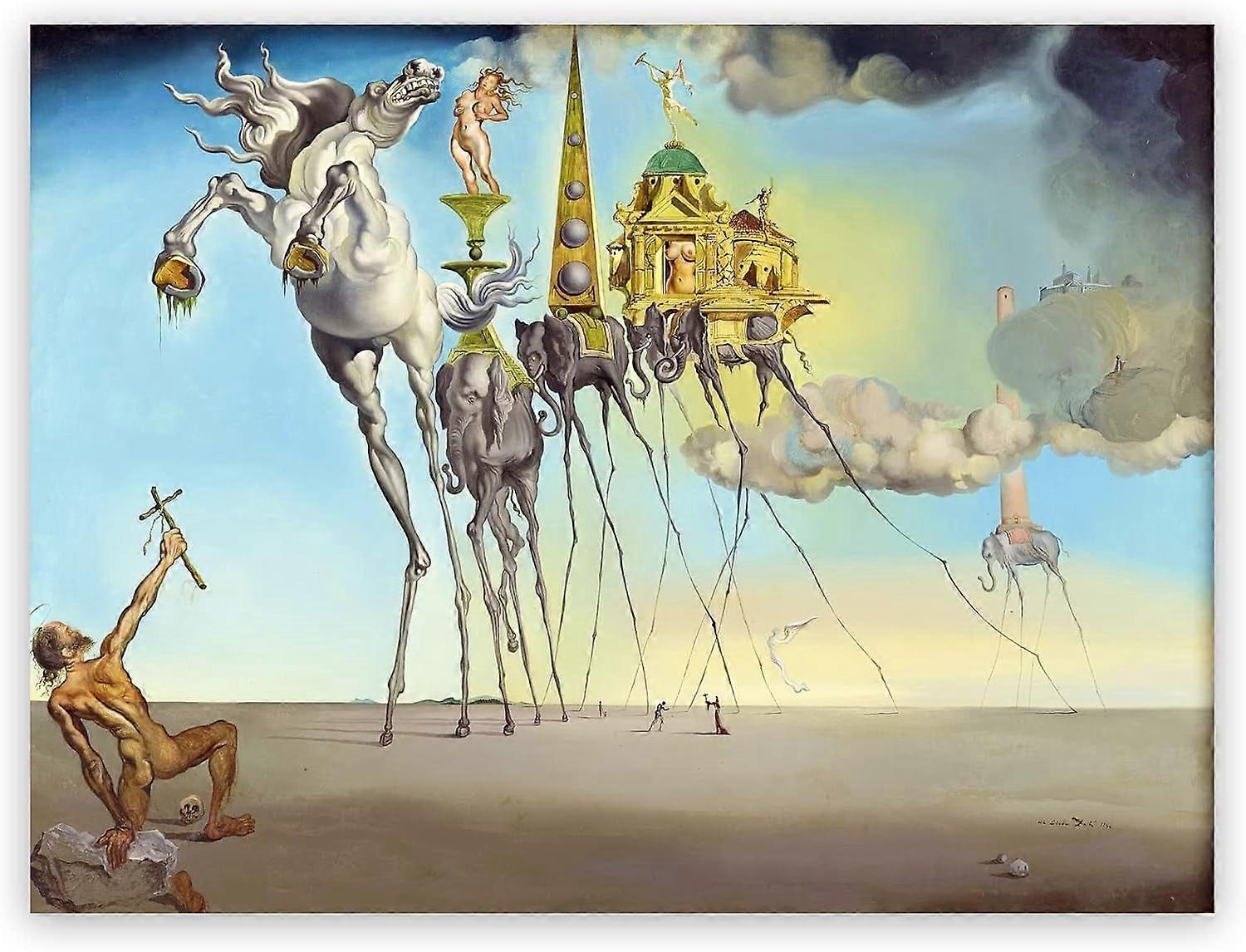 AEFER Salvador Dalin seinätaide, Pyhän Antoniuksen kiusaus -vedosjuliste, abstrakti canvas-maalaus, surrealistinen sisustus makuuhuoneeseen ja toimistoon