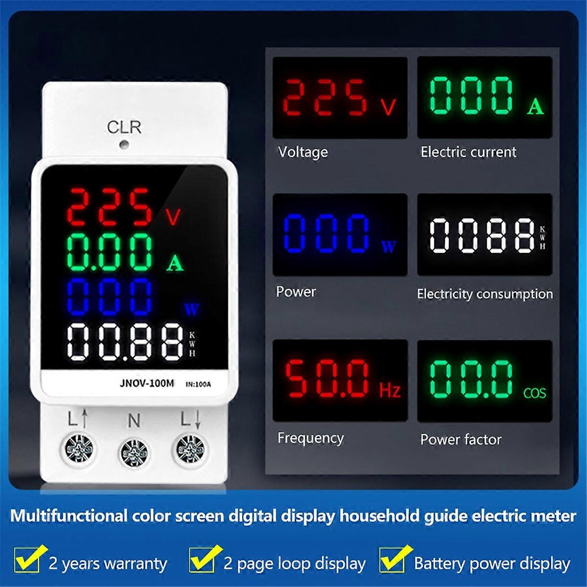 AC 70-270V 100A 25KW Multifunction AC Digital Voltage Ammeter