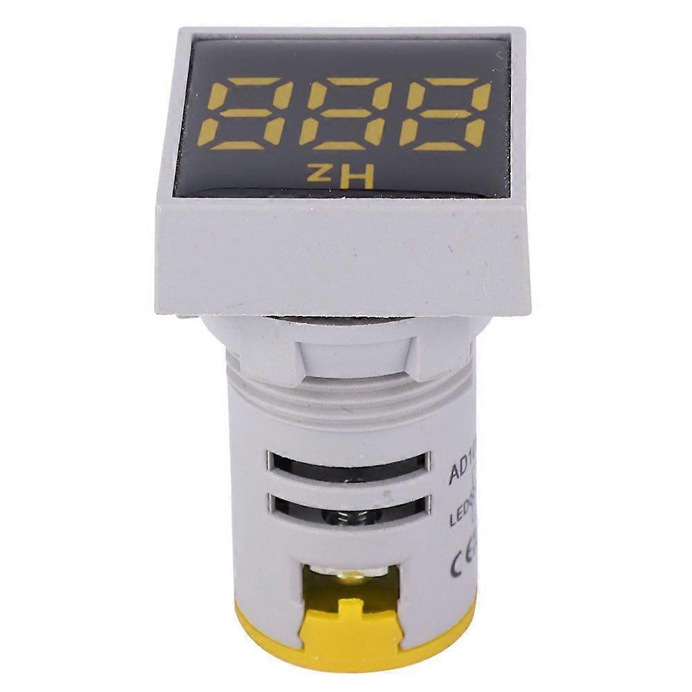 Square Digital Display LED Indication Light AC100~380V 20~75Hz Frequency Measuring(Yellow)