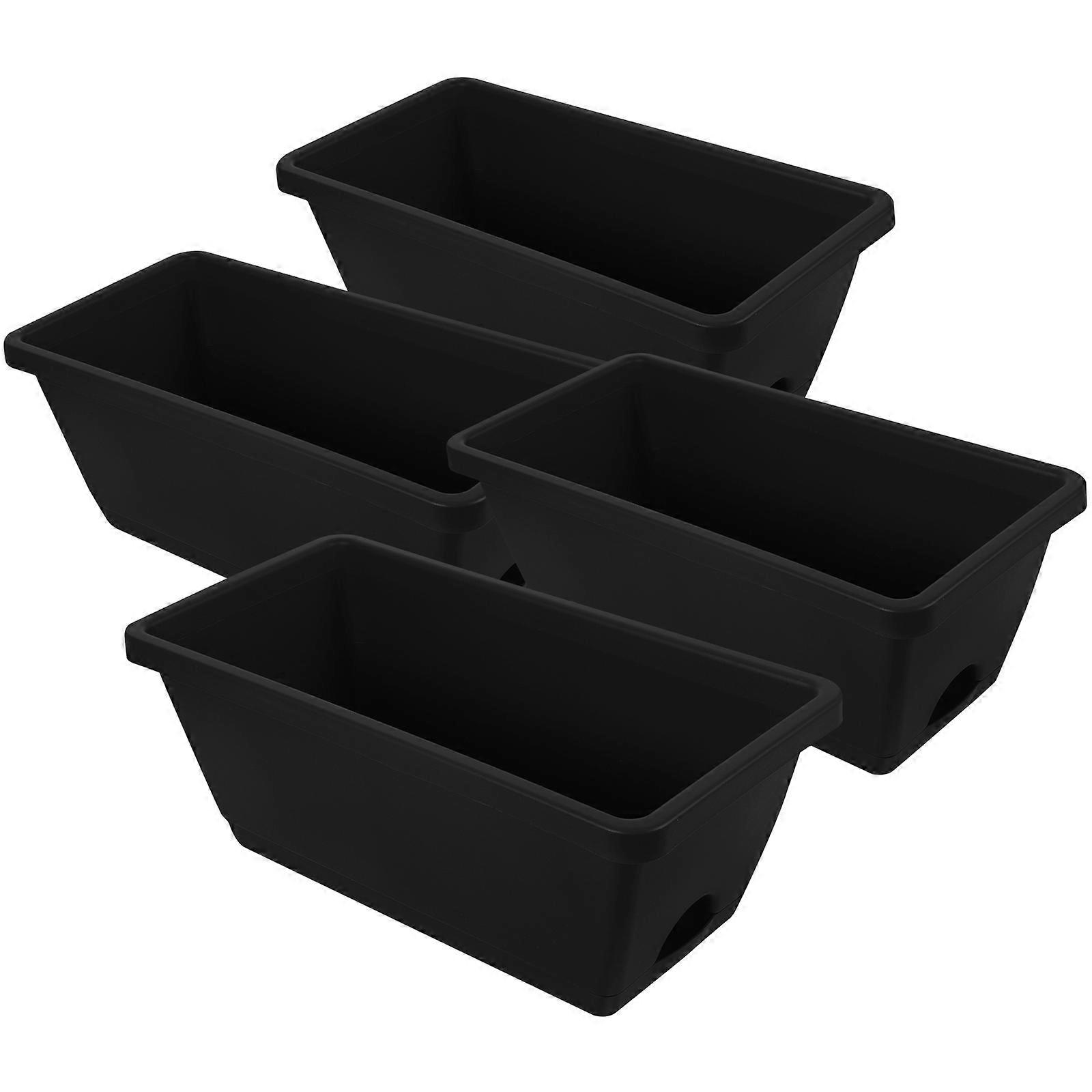 Plastic Rectangular Flower Pots for Window Planter Use 4Pcs Pack