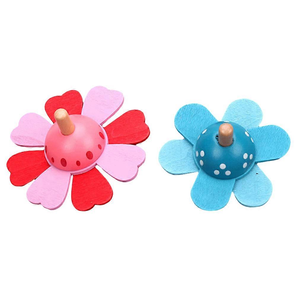 Wooden Rotating Gyro Toys for Kids with 2Pcs Colorful