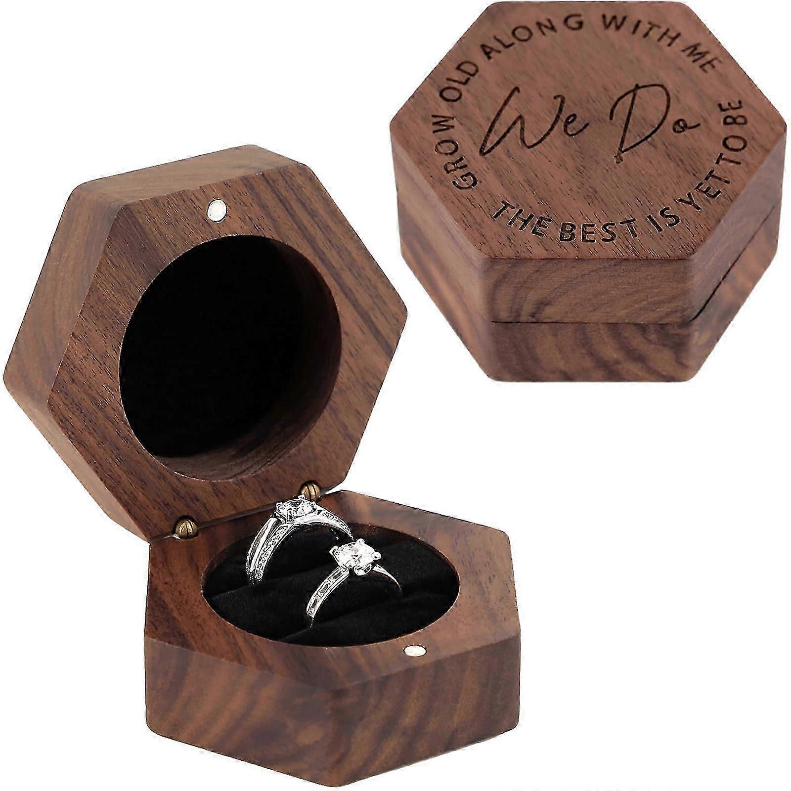 Rustic Wedding Ring Box for Proposal, Handmade Engagement Ring Holder, Unique Ring Storage Gift for Wedding Day