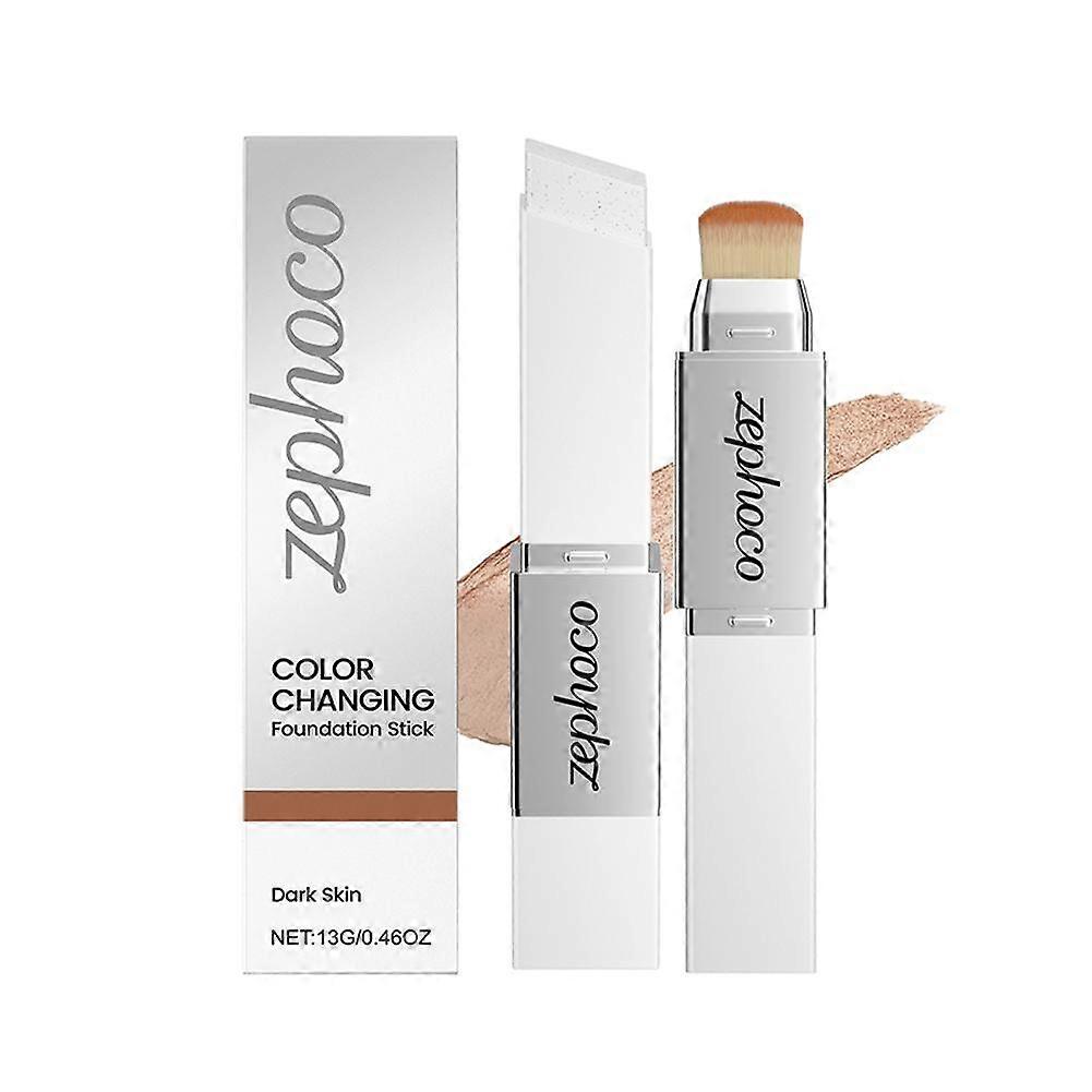 2-in-1 Color-Changing Foundation Stick with Intelligent Adapting Technology for All Skin Tones Lightweight Moisturizing Full Coverage Portable Makeup