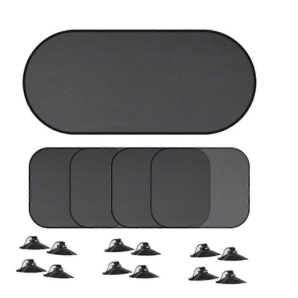 Car Window Shade Universal Foldable 5Piece Set With Suction Cups Sunlight Protector Mesh Shield Cover