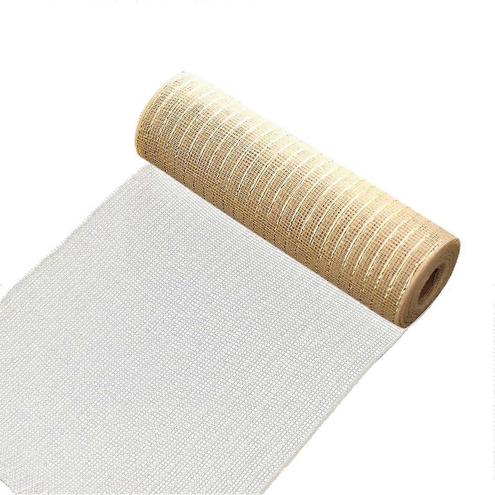 10 Yards Christmas Mesh Ribbon Multi-Use Deco Mesh for DIY Wreath Tree (Gold)