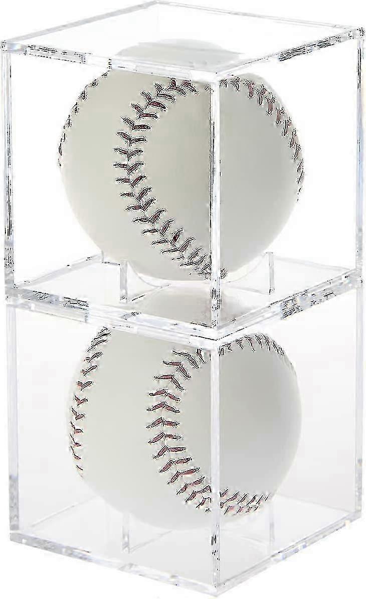 Stackable Baseball Display Case, Acrylic Cube Memorabilia Display Storage Box, UV Protected Baseball Holder for Ball Display - Fits Official Size Ball