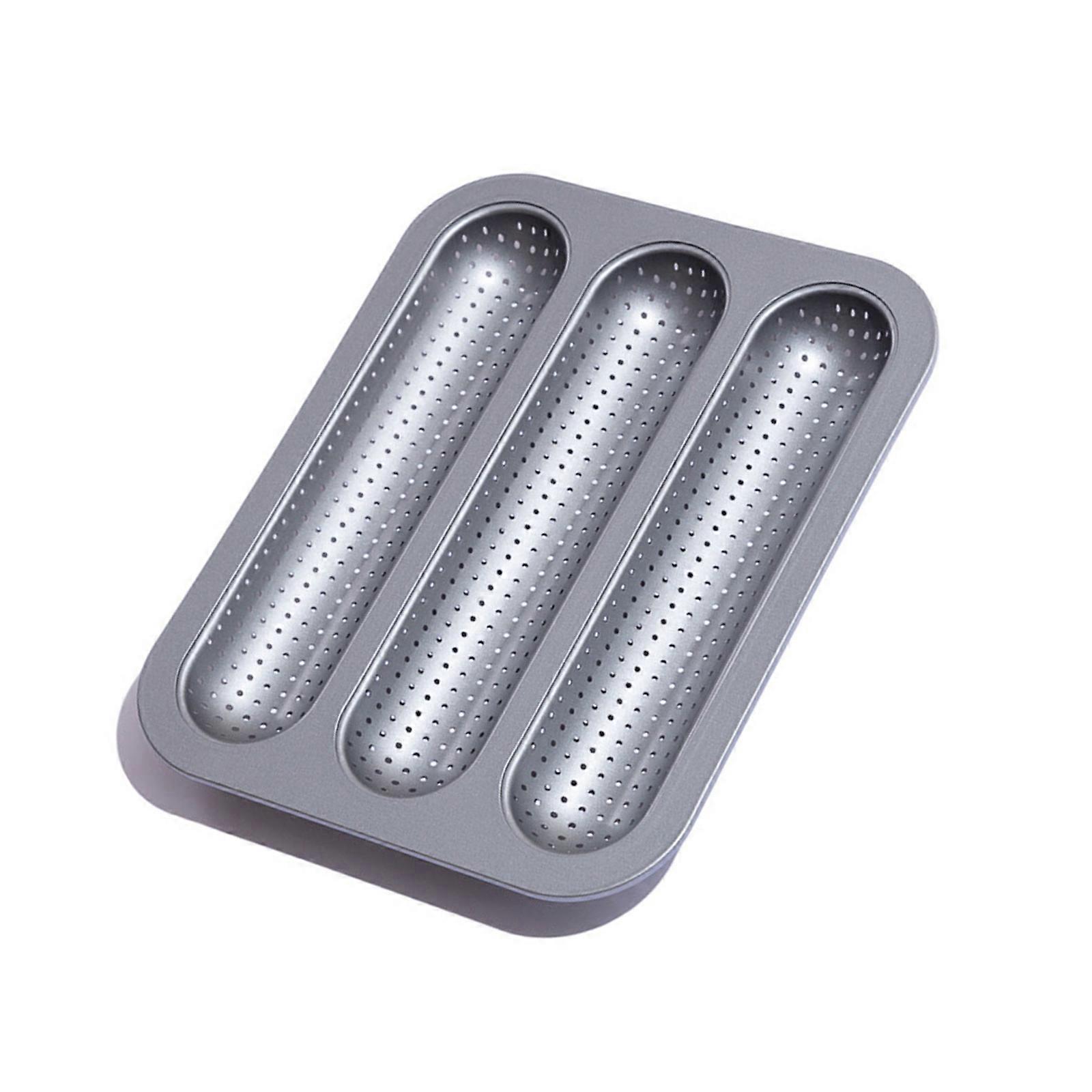 Multiple Cavity Baguettes Baking Tray Carbon Steel Materials Ventilated Base For Crispy Handmade Bread Multicolor