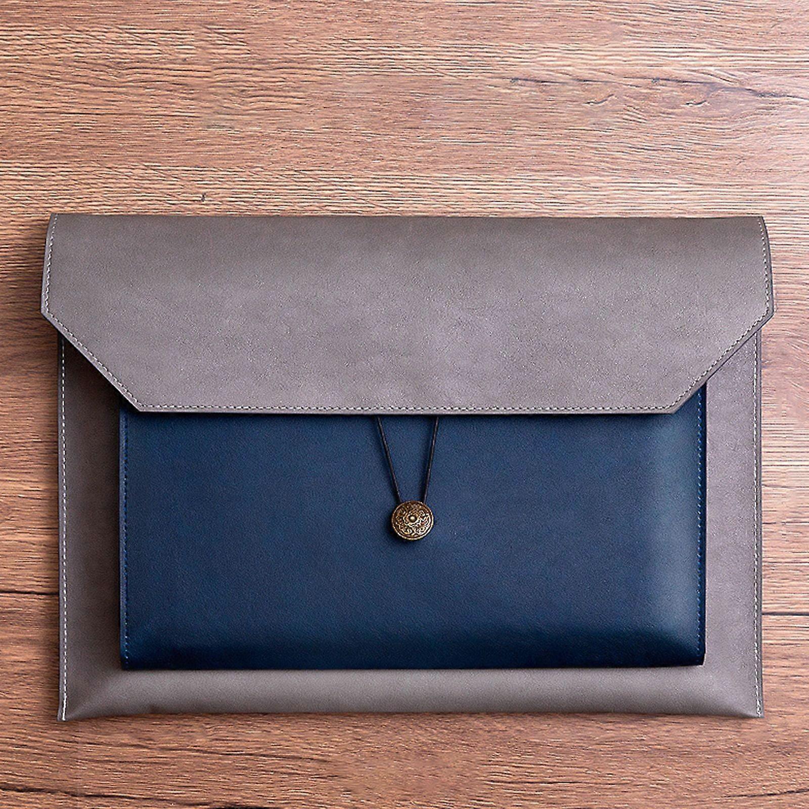 WinysinLeather Business Document Bag Button Document Storage Bag Contract Document Bag Large Capacity Business Document Bag