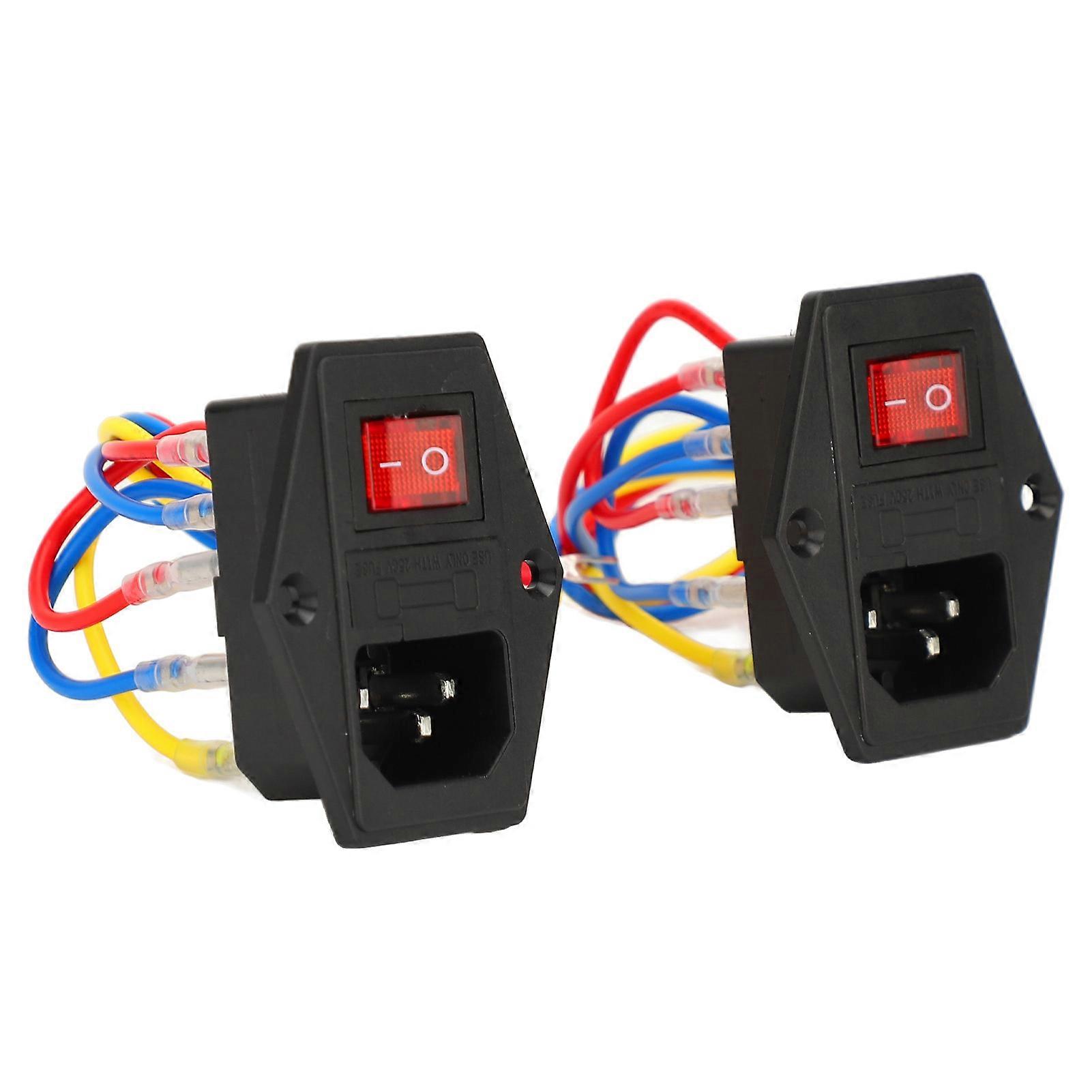 2PCS Male Plug Power Socket with 10A Fuse 6A 250V AC Rocker Switch IEC320 C14 Inlet Module for 3D Printer