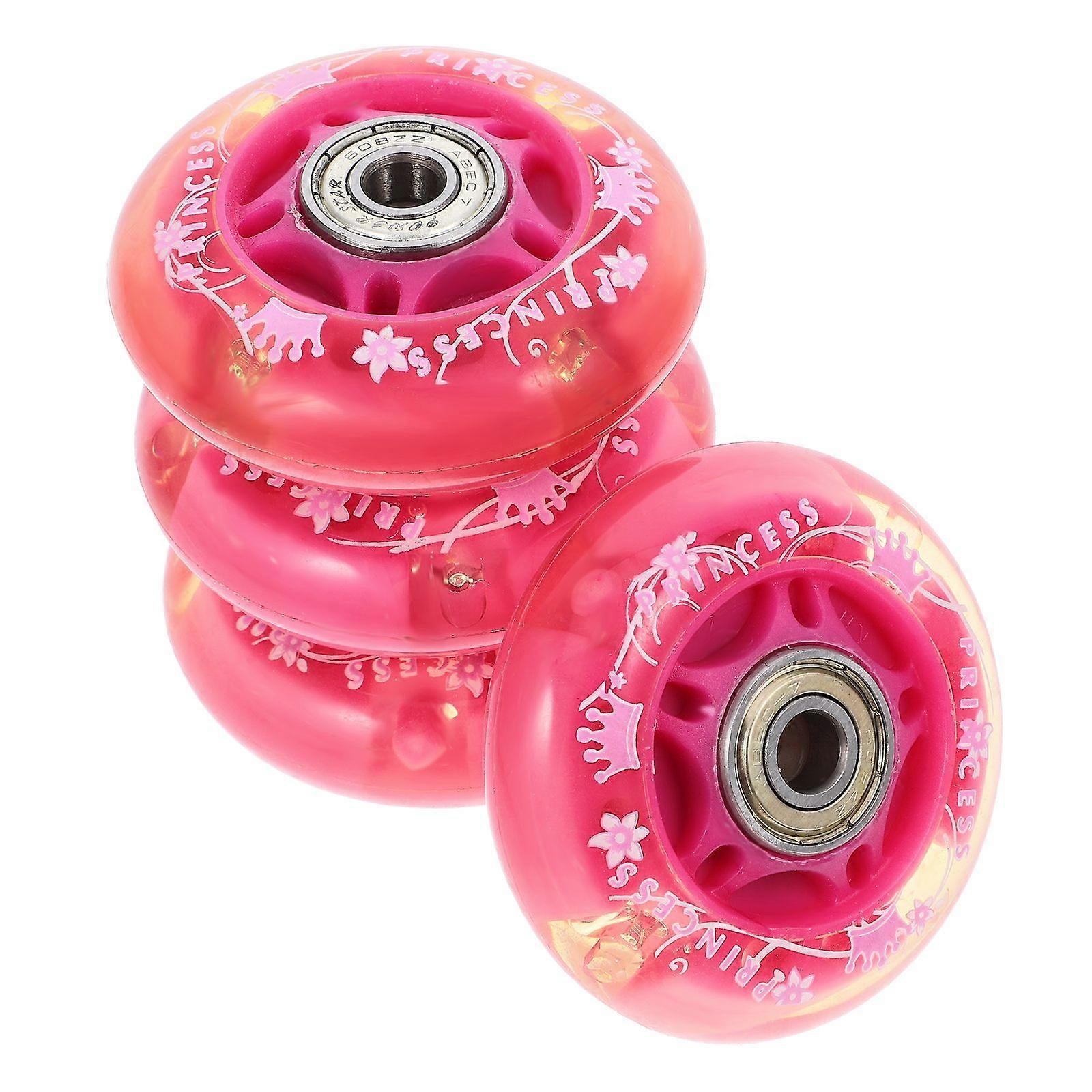 4pcs 64mm LED Skate Wheels Inline Roller Wheels for Outdoor Replacement (Random Color)