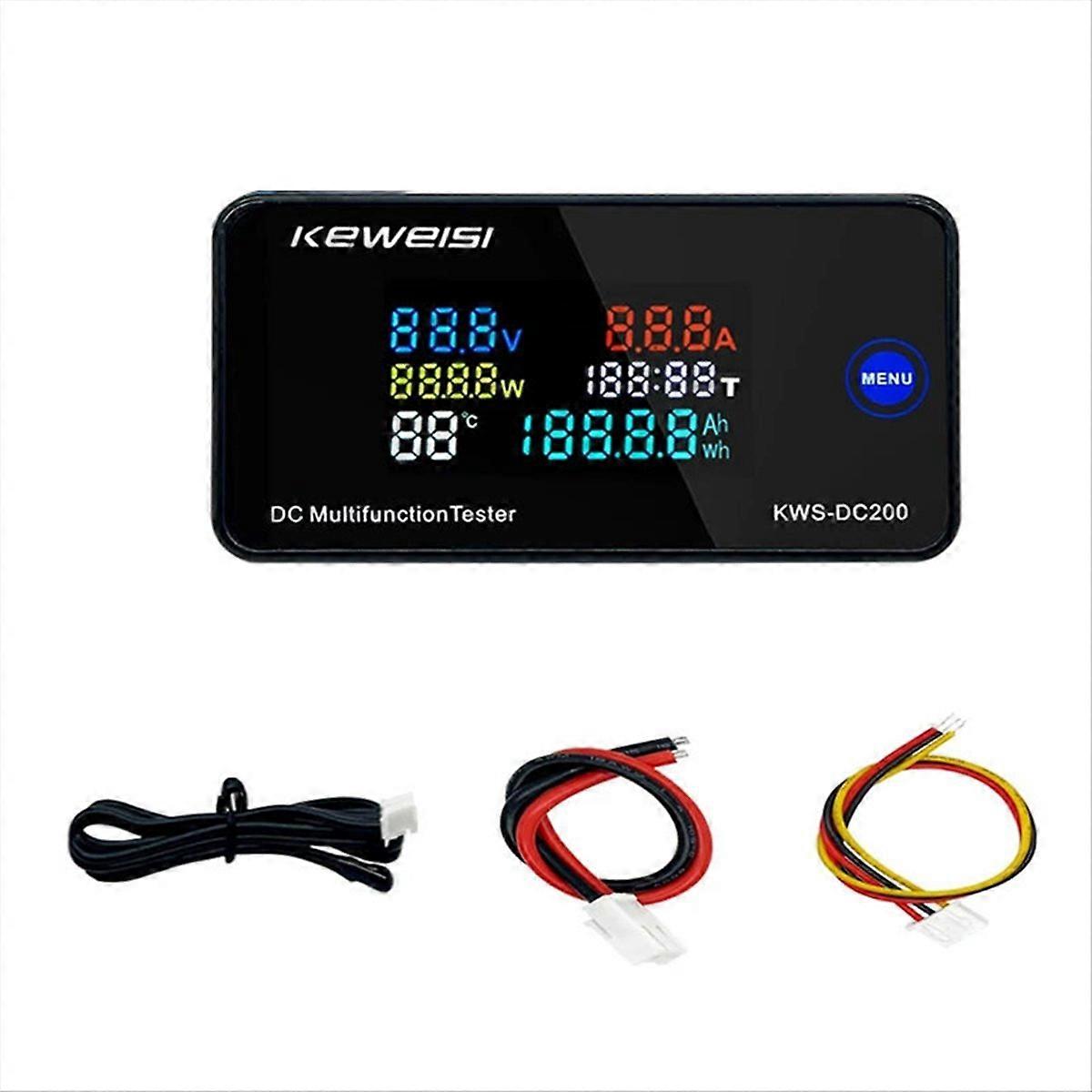 KEWEISI KWS-DC200 Digital Voltmeter Ammeter 0-200V DC Power Energy Meter with LED Display Reset