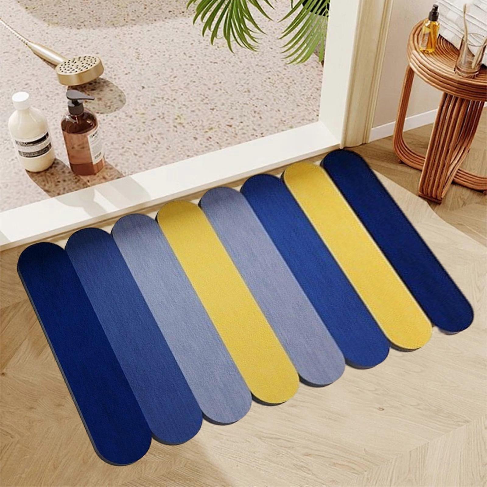 Kcavykas Diatom Mud Bathroom Rugs, Non-Slip Quick-Dry Machine Washable Bath Mat 16x24 in Blue