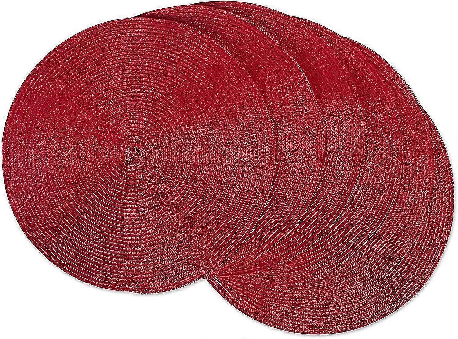 Round Braided Placemats Set of 6 Table Mats for Dining Tables Woven Washable Non-Slip Place mats 15 Inch