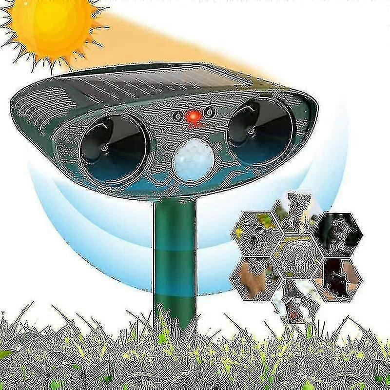 solar ultrasonic cat repeller outdoor rodent deterrent with motion sensor