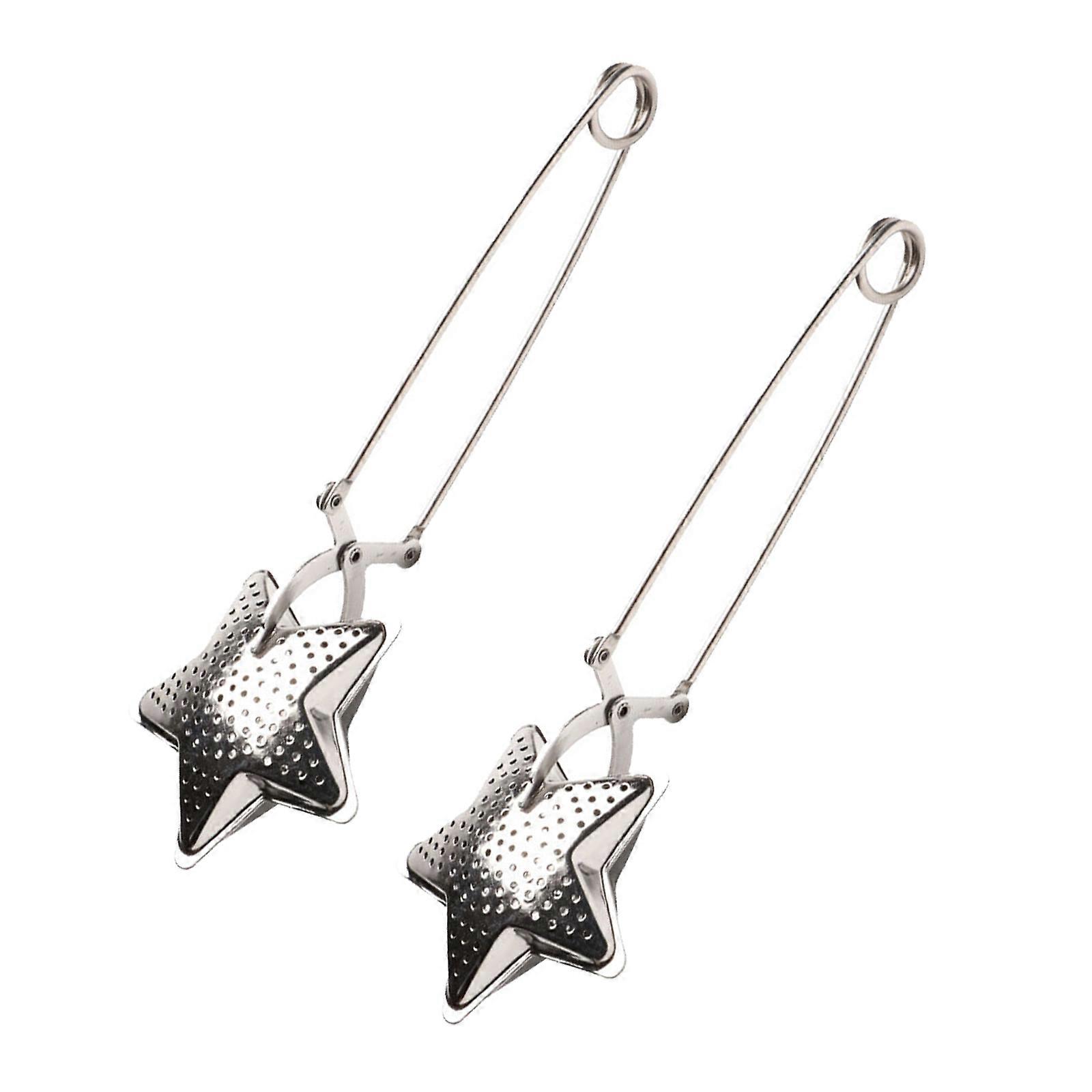 Pack of 2 Rustproof Star Shape Teas Ball Infuser Strainer 304 Stainless Steels Teas Accessories With Secure Handle Clip Multicolor