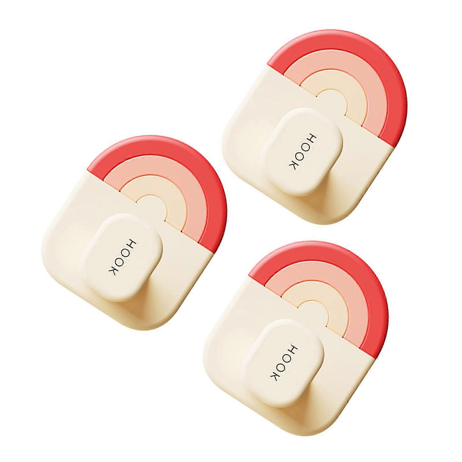 Decorative Adhesive Hooks High Capacity Waterproof Hooks for Shower Entryway Storage Keys Towels Hangers  Red