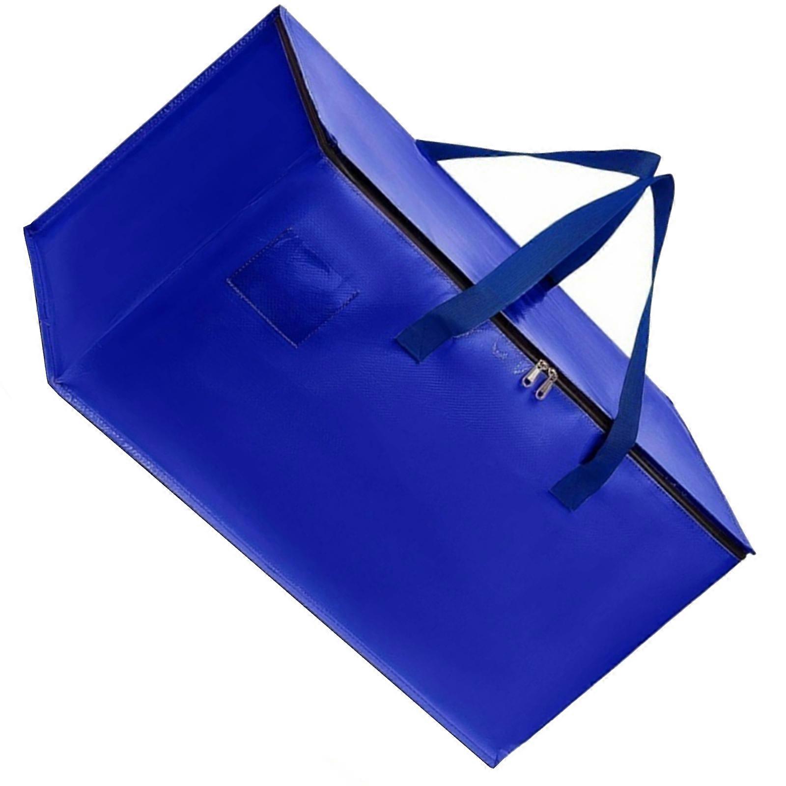 Space Efficient Foldable Storage Bag PP Fabric Extra Large Capacity Container for Seasonal Wardrobes Rotation  Blue