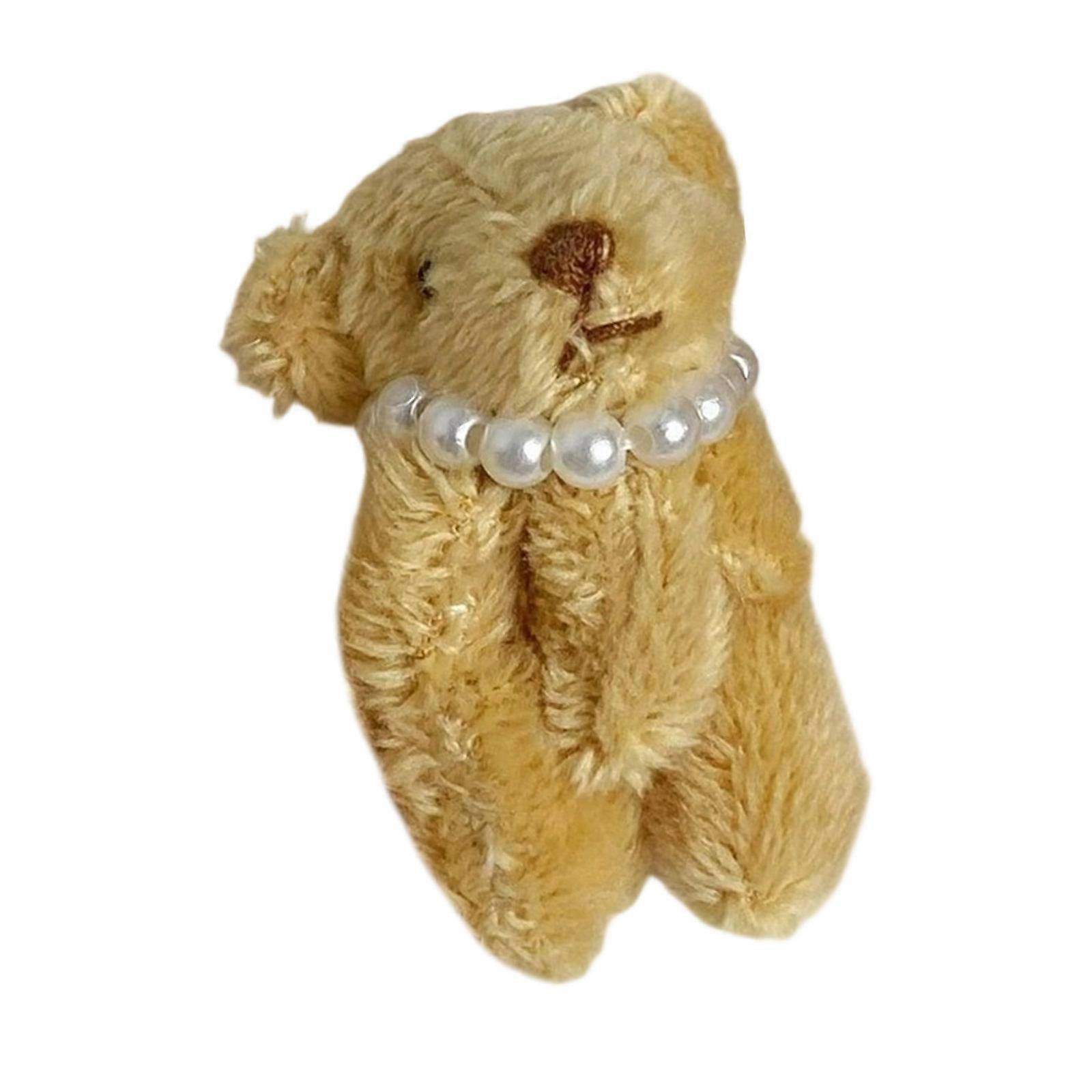 Pocket Sized Articulated Plush Bear Craft Kit With Adjustable Bead Chain For Bag Charm Personalization  Yellow