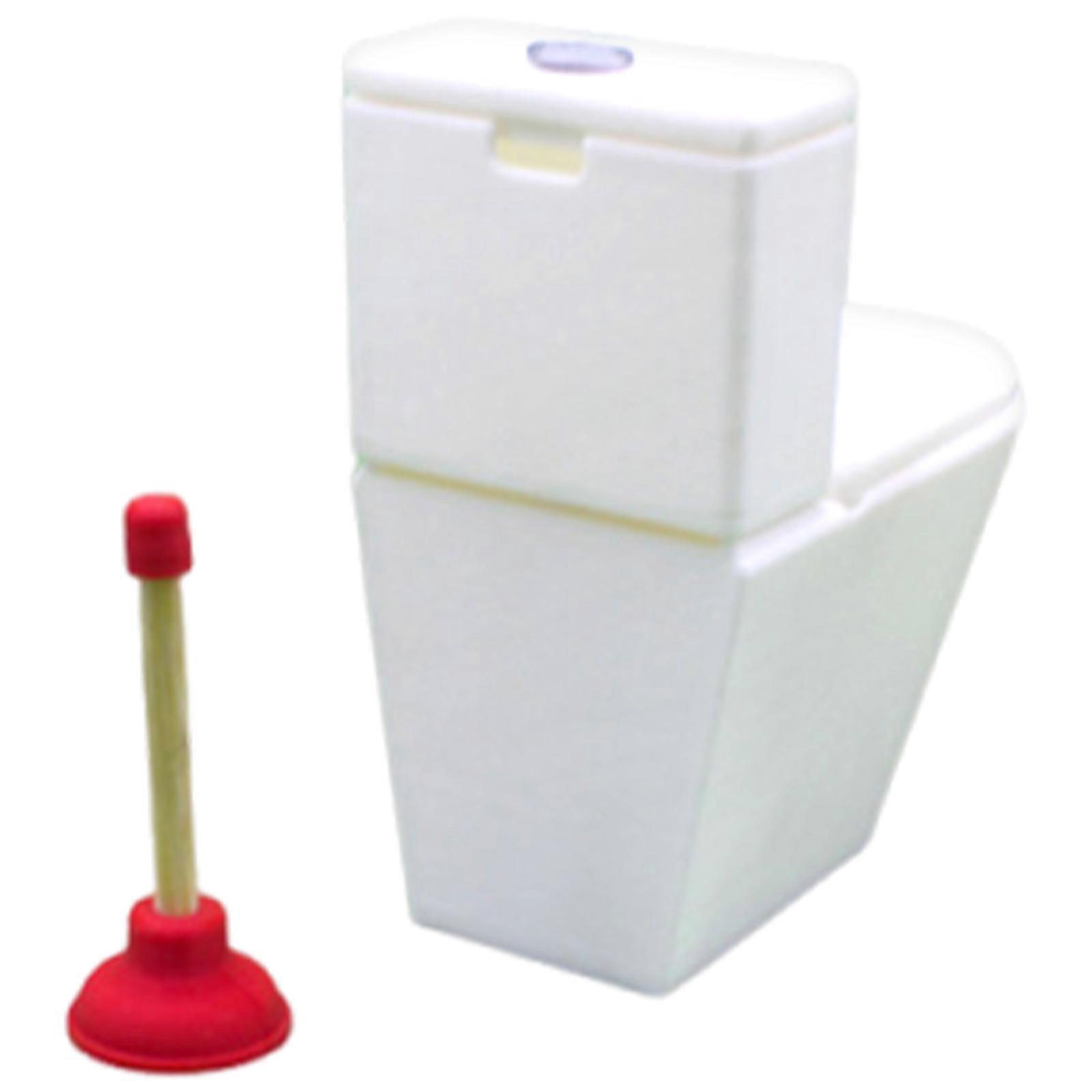 Miniature Toilet Drainer Model Figure Set For 1/12 Bathroom Scene Layout Realistic Furniture Craft Project Display Props Multicolor