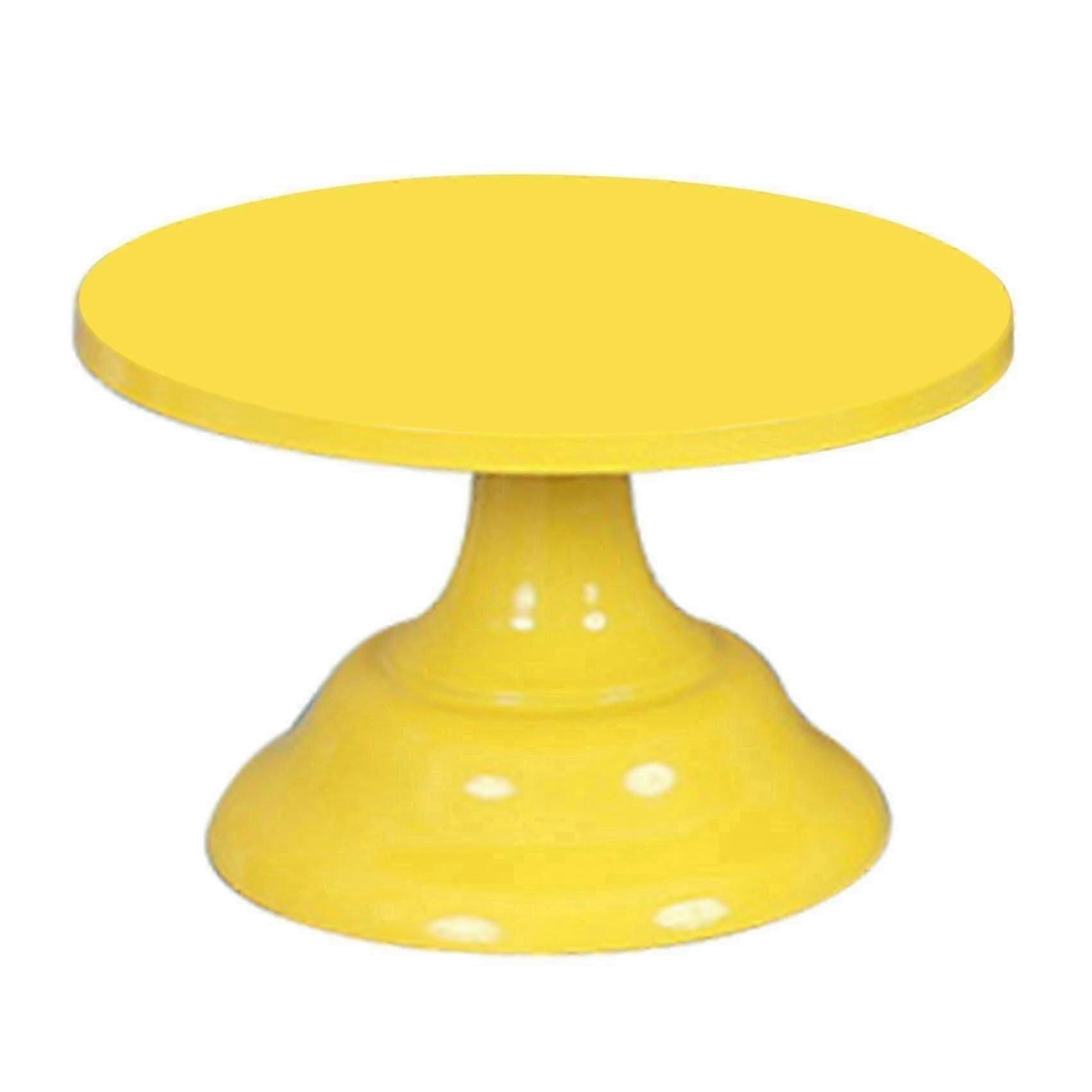 معدن الحديد كعكة الوقوف جولة الركيزة حامل الحلوى كب كيك عرض الرف خبز لعيد ميلاد حفل زفاف (Yellow S)-جيد