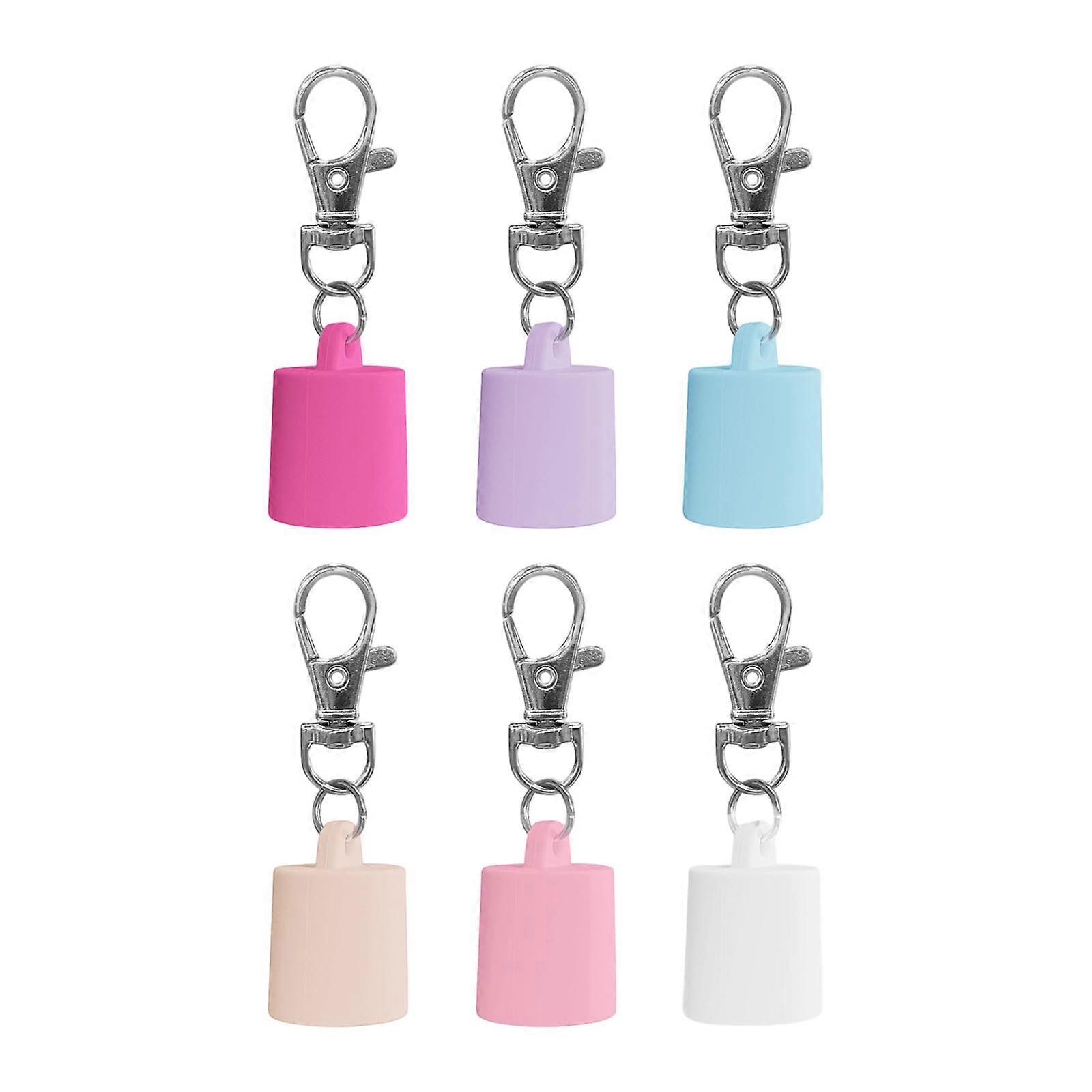 6pc Flexible Silicone Lip Gloss Key Holders With Metal Clasps Compact Design For On The Go Multicolor
