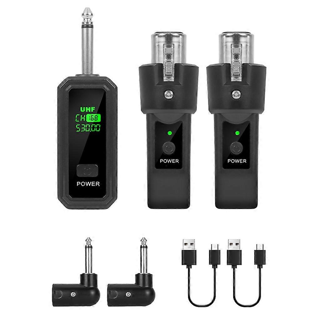  6.35mm UHF XLR Adapter Wireless Microphone Transmitter Receiver for Dynamic Microphone Guitar Audio Mixer PA System