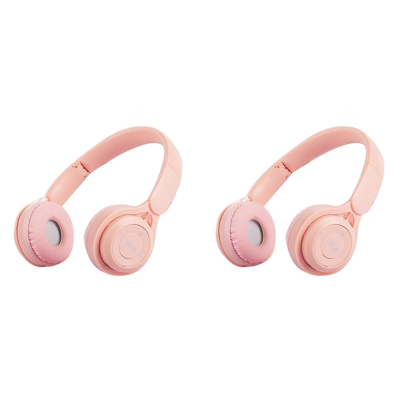 2X Headband Bluetooth Headset Y08 Wireless Bluetooth Headset Portable Foldable Children Headset Pinkish