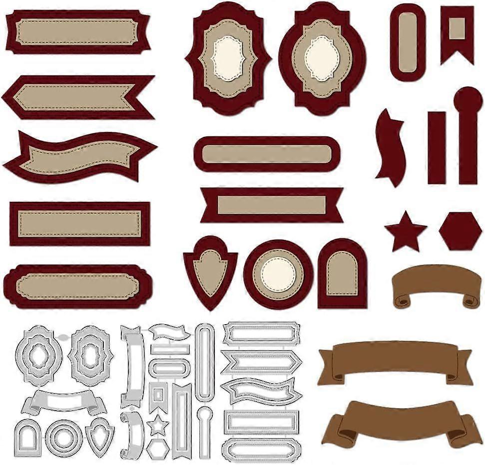Textbox Labels Cutting Dies Various Shape Label Card Making Die Stencil Carbon Steel Die Cuts Card Scrapbooking Embossing Template Dies for Greeting C