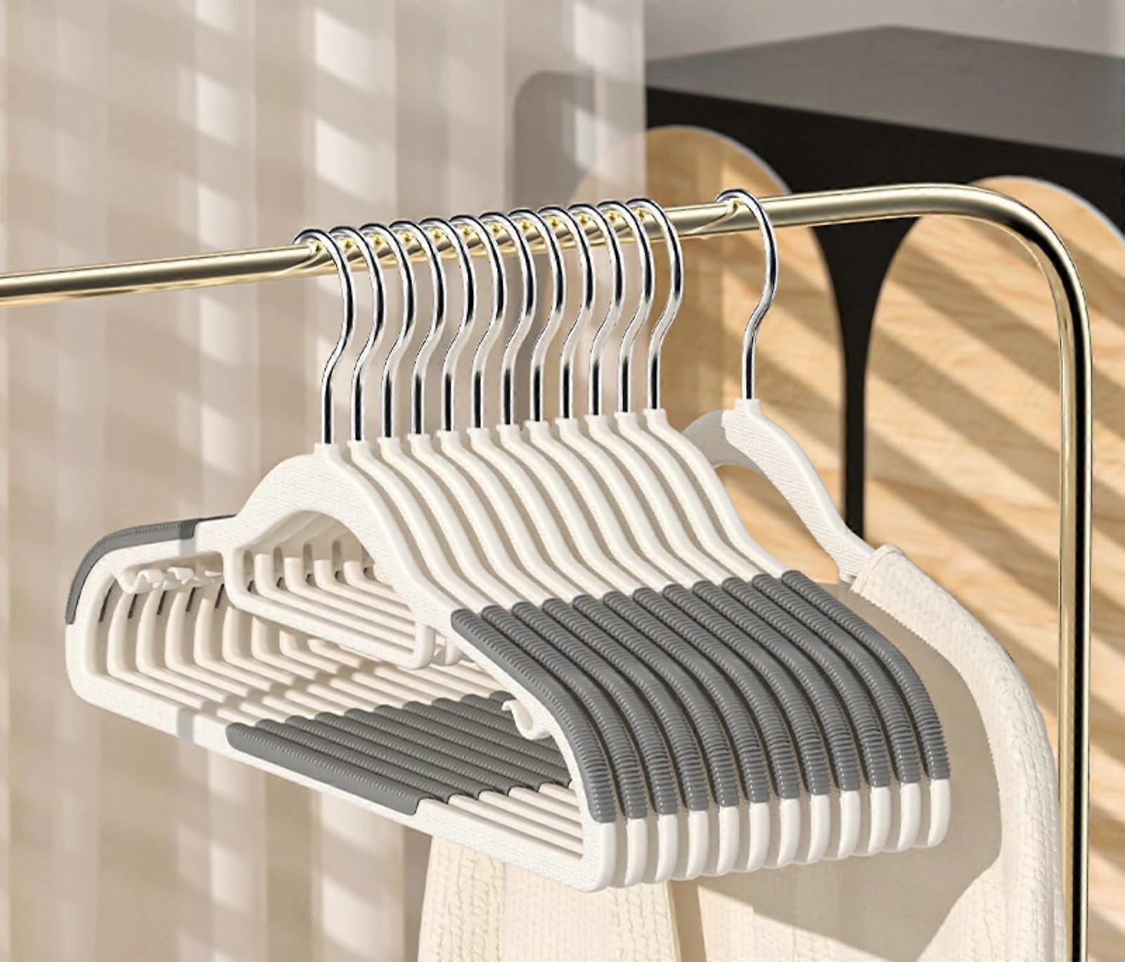 Clothes Drying and Storage Rack with Dual AntiSlip Corners, Seamless Plastic Wardrobe Organizer, Grey