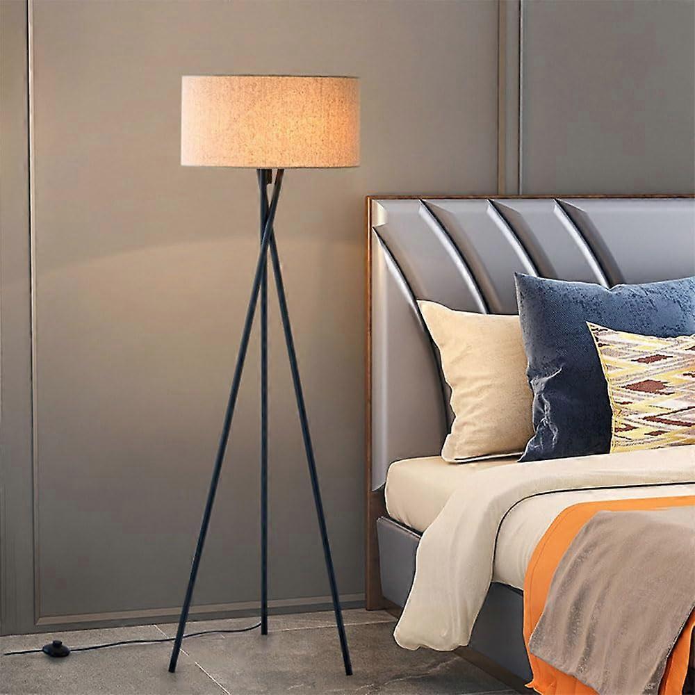 Modern Tripod Floor Lamp with Linen Shade, Timeless Minimalist Design for Living Room or Bedroom