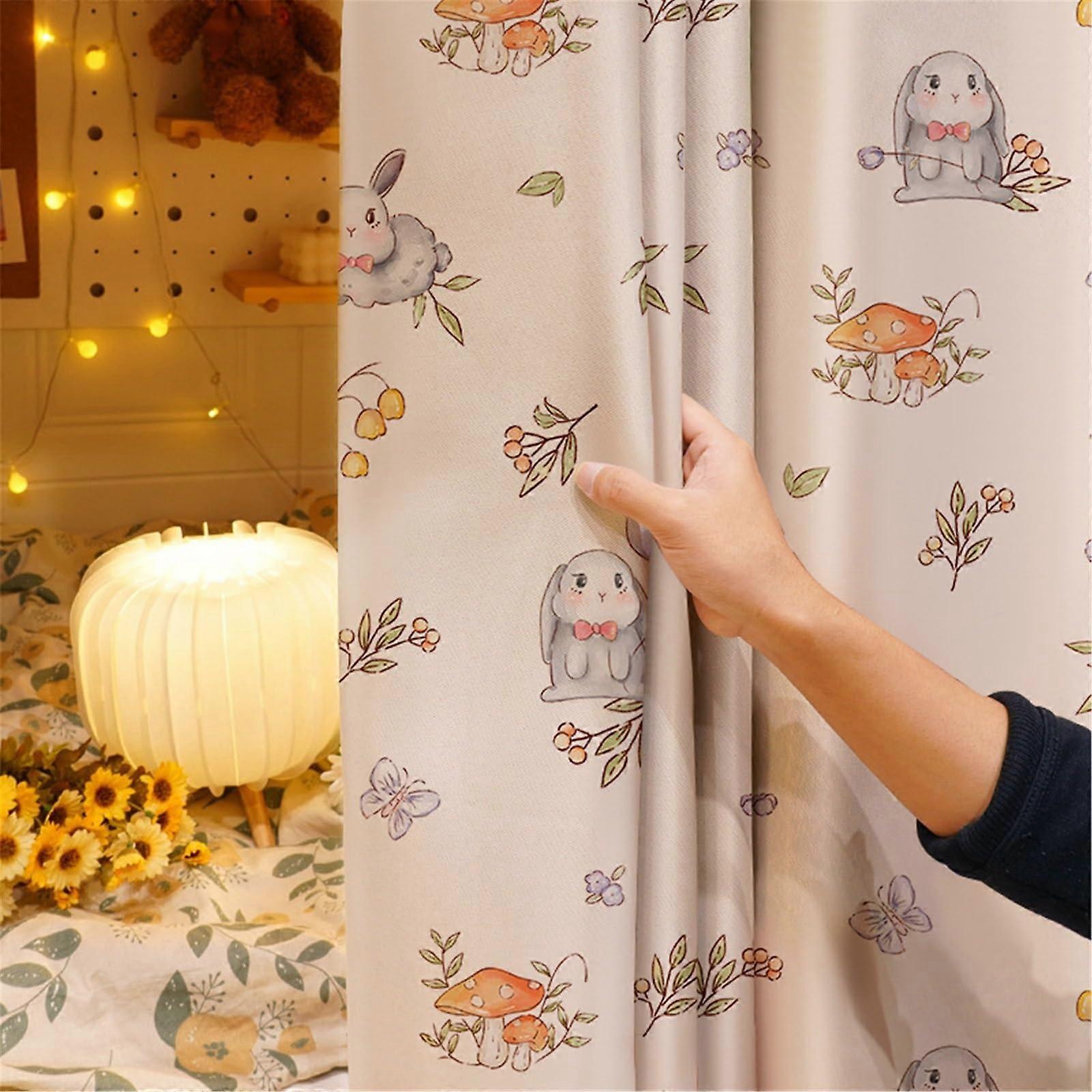 Bunk Bed Curtain Set for Bottom Bunk Privacy and Light Blocking, Breathable Fabric, Rabbit Print